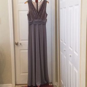 Full length smoke/putty formal dress.